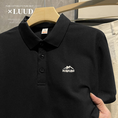 LUUD 都市时尚男装短袖POLO衫修身百搭保罗衫简约山脉小刺绣上衣