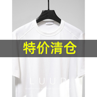特价 结构线设计感男士白色圆领短袖透气速干吸湿拼接薄款上衣T恤