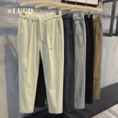 帅气厚实百搭锥形长裤 LUUD 子 保暖休闲裤 韩版 男士 纯色灯芯绒冬装