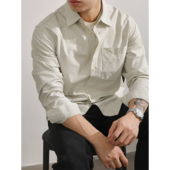 韩版 休闲男士 纯棉长袖 LUUD 衬衫 撞色百搭气质雅奢翻领外穿寸衣潮