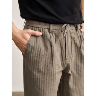 长裤 泡泡纱褶皱肌理感男士 日系轻盈砂感透气莱赛尔棉直筒裤 LUUD