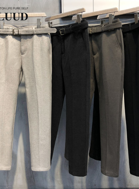LUUD 秋冬坠感毛呢料小西裤男士韩版百搭磨毛修身9九分休闲裤子潮