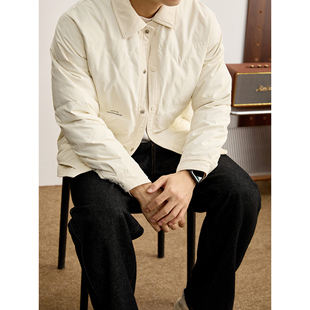 潮牌字母皮标保暖鸭绒防风外套 时尚 LUUD 青春雅致保暖羽绒服男士