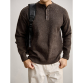 LUUD 磨毛亨利领毛衣 男秋冬季 美式 老钱风软糯毛纱肌理套头针织衫