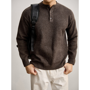 男秋冬季 老钱风软糯毛纱肌理套头针织衫 磨毛亨利领毛衣 美式 LUUD