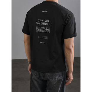 潮牌印花上衣休闲百搭圆领T恤衫 男夏季 痞帅重磅cleanfit短袖 LUUD