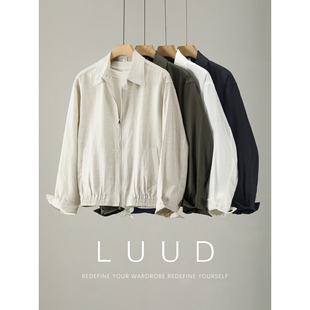 LUUD 都市通勤感235G轻盈透气外套亚麻混纺莱赛尔翻领领扣夹克男