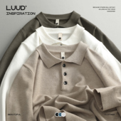 莫代尔纯色简约男士 修身 翻领针织衫 LUUD 发热纤维保暖毛衣秋冬款