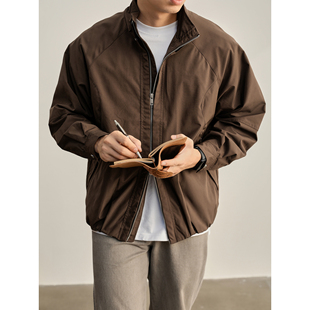 LUUD 日系廓形户外防风机车夹克男立领山系短宽款双拉链拼接外套