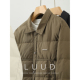 LUUD 户外防风绗缝分割口袋羽绒服鸭绒填充蓬松翻领立体英文外套