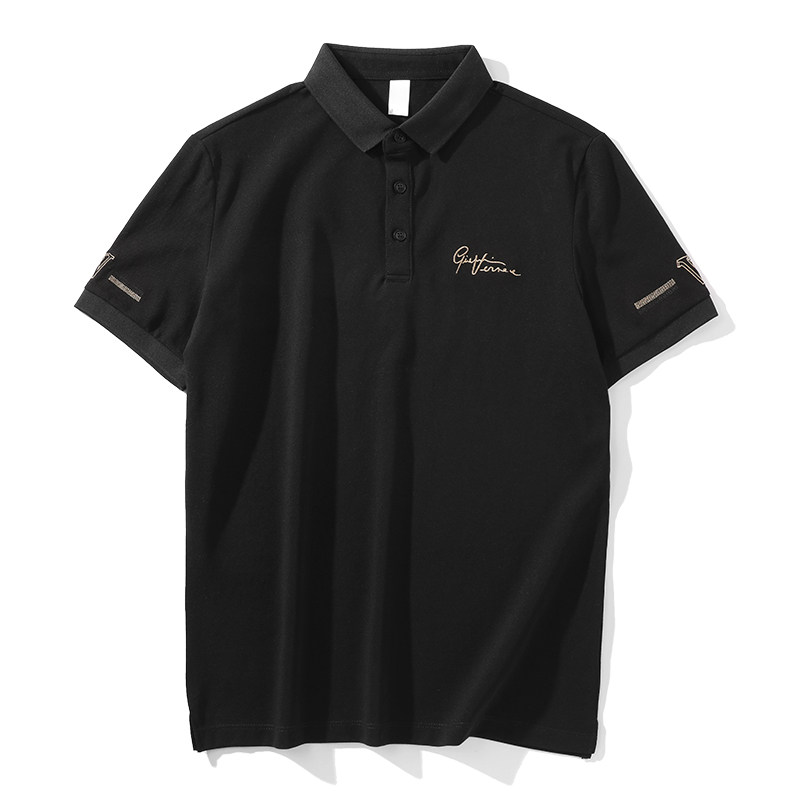 LUUD HANDSOME ART SIGN EMBROIDERY MENS POLO PAUL TOP FASHION SIMPLE SHORT SLEEVE SLIM SHORT SLEEVE SHIRT TREND