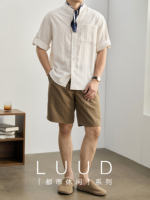 LUUD New Chinese-style stand-up collar five-quarter sleeve shirt Tencel Lyocell linen adjustable sleeve loop thin shirt for men thumbnail 8