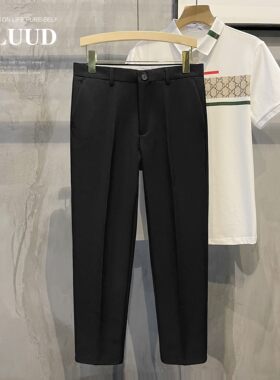 LUUD2024夏季黑色休闲九9分裤