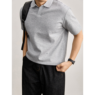 短袖 LUUD 韩系水洗棉休闲男士 拼料镂空针织透气翻领POLO衫 T恤 夏季