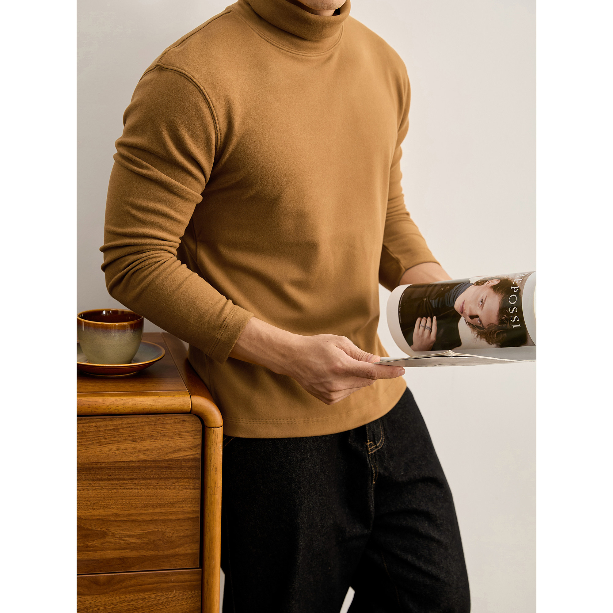 LUUD 都市通勤可翻高领德绒内搭打底衫男冬保暖双面磨毛自发热T恤,男装,T恤,淘宝优惠券,粉丝福利购,淘宝优惠卷