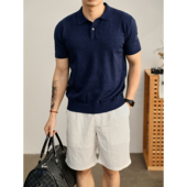 男夏 T恤极简休闲单粒纽扣翻领POLO衫 LUUD 轻熟商务水洗棉针织短袖
