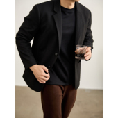 外套男秋冬磨毛肌理西装 LUUD 都市通勤感绵羊毛混纺毛呢单西西装