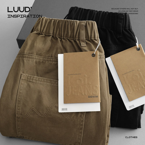 LUUD 美式高街复古牛仔裤男秋冬2025新款宽松直筒阔腿裤做旧长裤