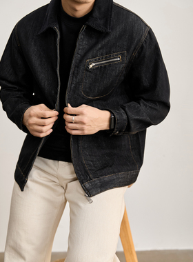 LUUD 撞色明线口袋重磅水洗牛仔外套莱赛尔棉混纺灯芯绒翻领夹克