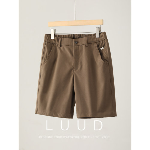 LUUD 透气凉爽休闲短裤夏季复古百搭男士中裤修身直筒西装裤