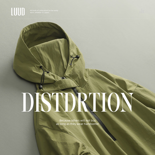 LUUD 户外防风休闲卫衣半拉链连帽夹克外套 机能风冲锋衣男春秋季