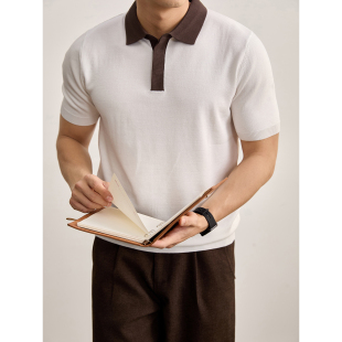 时尚 通勤风休闲百搭短袖 简约撞色翻领针织POLO衫 夏季 T恤 男士 LUUD