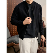 暗纹肌理针织开衫 LUUD 雅奢痞帅男士 外套保暖包芯纱拉链立领毛衣