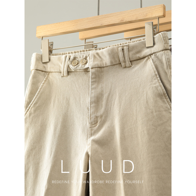 LUUD 时尚韩系极简天丝莱赛尔混纺休闲裤男直筒斜纹水洗棉长裤子