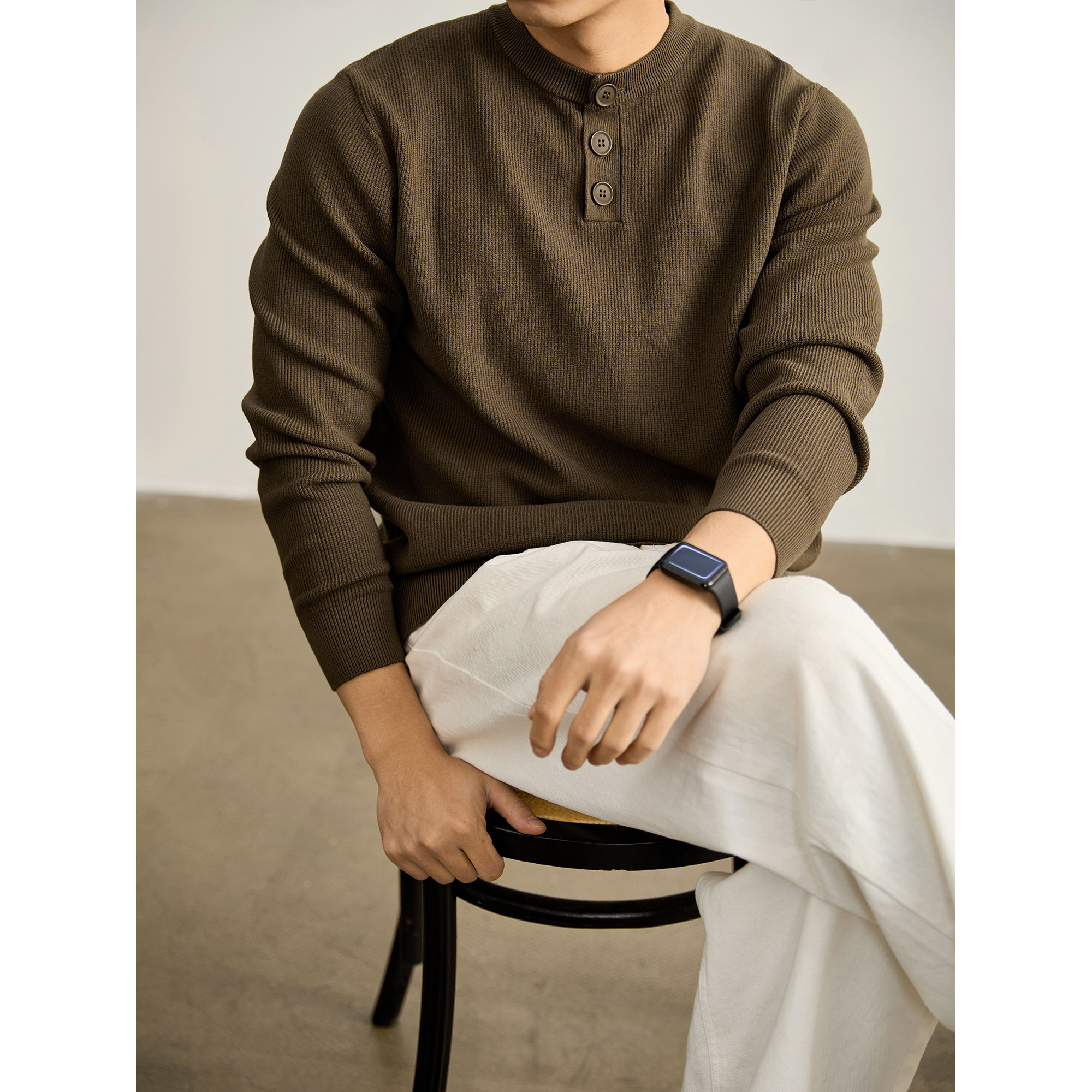 LUUD 复古老钱风男士针织亨利衫秋冬季时尚百搭纯色内搭打底毛衣,男装,针织衫/毛衣,淘宝优惠券,粉丝福利购,淘宝优惠卷