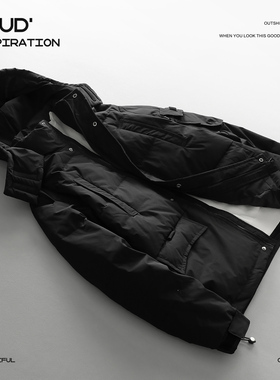 LUUD 黑色质感85高充鸭绒羽绒服男士加厚保暖连帽外套防寒面包服