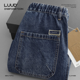男士 牛仔裤 做旧水洗长裤 秋冬2025新款 子 LUUD 直筒休闲抽绳裤 美式