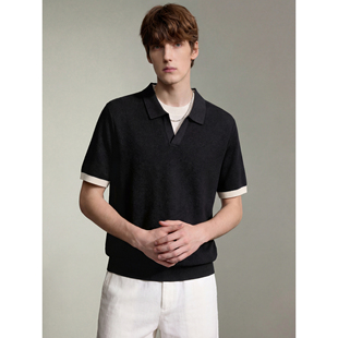 T恤毛衫 LUUD 翻领短袖 男夏舒适透气薄款 假两件双层领口针织POLO衫
