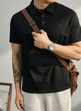 LUUD 新款简约短袖Polo衫男士日系纯色休闲T恤百搭翻领体恤上衣