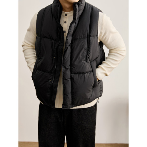 LUUD 潮流百搭立领马甲外套男士白鸭绒纯色休闲坎肩无袖羽绒服冬