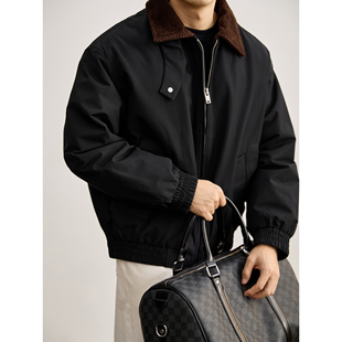 工装 羽绒服冬季 风夹克外套 撞色灯芯绒拼接翻领90白鸭绒男士 LUUD