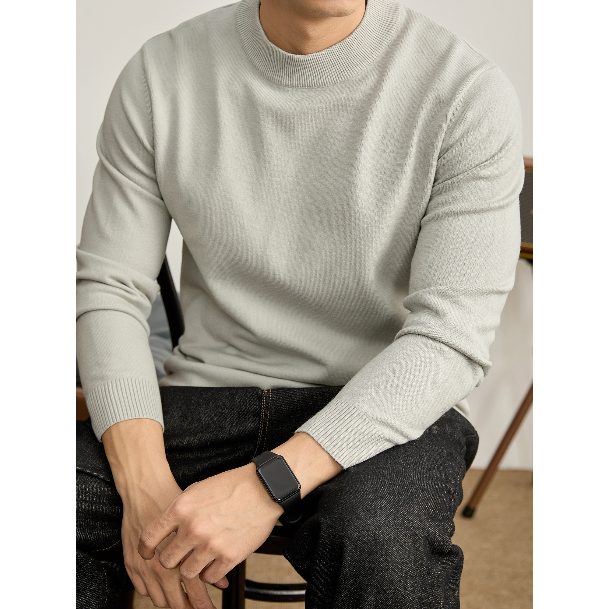 LUUD 莫代尔包芯纱小立领长袖毛衣自发热保暖修身中领针织衫男冬,男装,针织衫/毛衣,淘宝优惠券,粉丝福利购,淘宝优惠卷