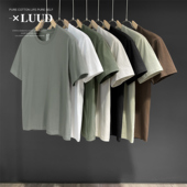 夏季 舒适紧密洛塞全棉百搭T恤衫 简质纯色圆领修身 LUUD 短袖 上衣男