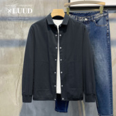 LUUD 外套休闲翻领净色单排扣简约夹克衬衣 春秋潮男百搭纯棉薄款