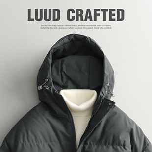 保暖加厚棉衣潮流纯色防风冬装 御寒连帽棉服男冬季 外套 新款 LUUD