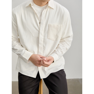 衬衣 外套男纯色极简百搭长袖 LUUD 天丝莱赛尔混纺亚麻慵懒风衬衫