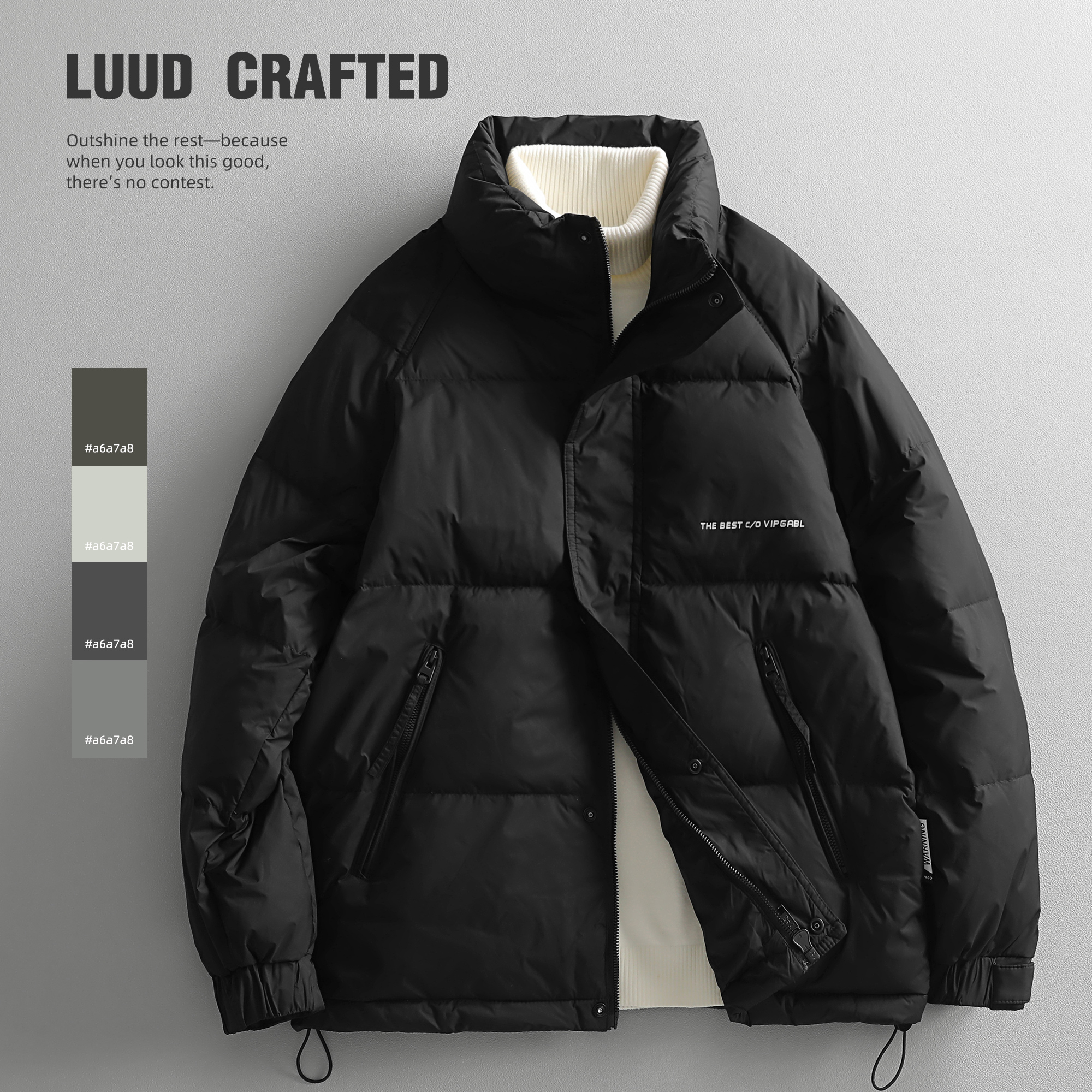 特价 潮牌高街抗寒面包服男款冬季加厚保暖立领羽绒服黑色外套衫