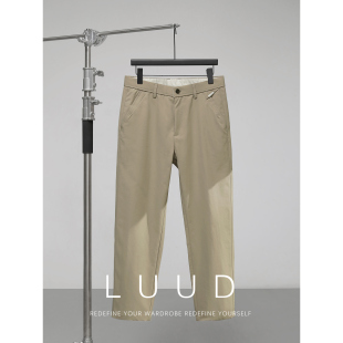 男士 百搭立体裁剪复古锥形长裤 潮流小装 夏季 饰坠感休闲西裤 LUUD