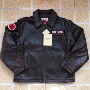 原装90年代全新好彩lucky strike限量绵羊皮报童夹克皮衣经典周边