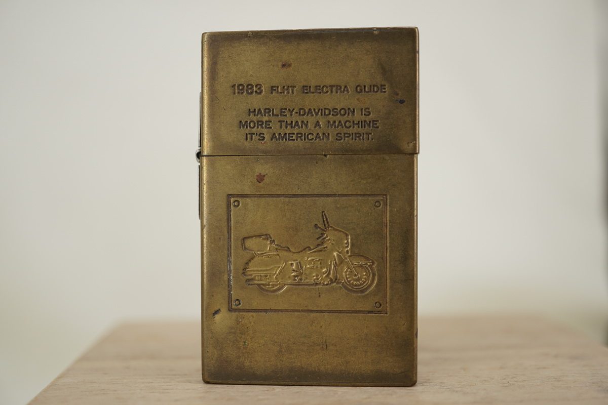 原装 1990年二手纯铜蚀刻哈雷经典滑翔重型机车32复刻打火机ZIPPO