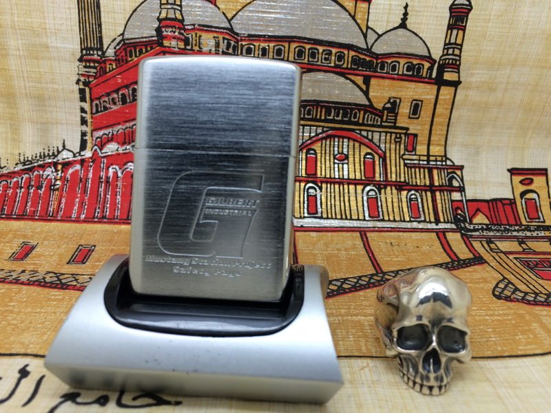 原装 1999年H全新镀铬仿古拉丝蚀刻广告防风打火机 ZIPPO