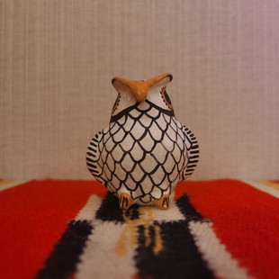1950s美国新墨西哥州普韦布洛埃克马产ACOMA收藏陶制猫头鹰小摆件