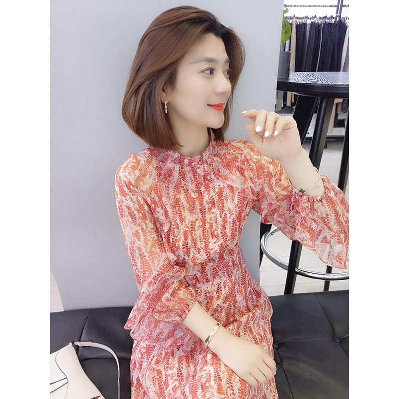 欧洲站秋装女装2020新款欧货潮韩版炸街碎花裙子雪纺中长款连衣裙