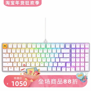 Glorious GMMK 2有线机械键盘 全尺寸 热插拔 电竞 RGB 白色 新款