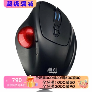 Adesso iMouse T30无线鼠标 1.25英寸轨迹球 可编程 办公 黑 新款