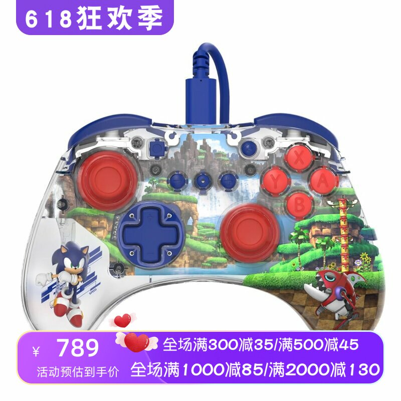PDP REALMz有线游戏手柄 Switch Pro LED照明 索尼克超级明星音速